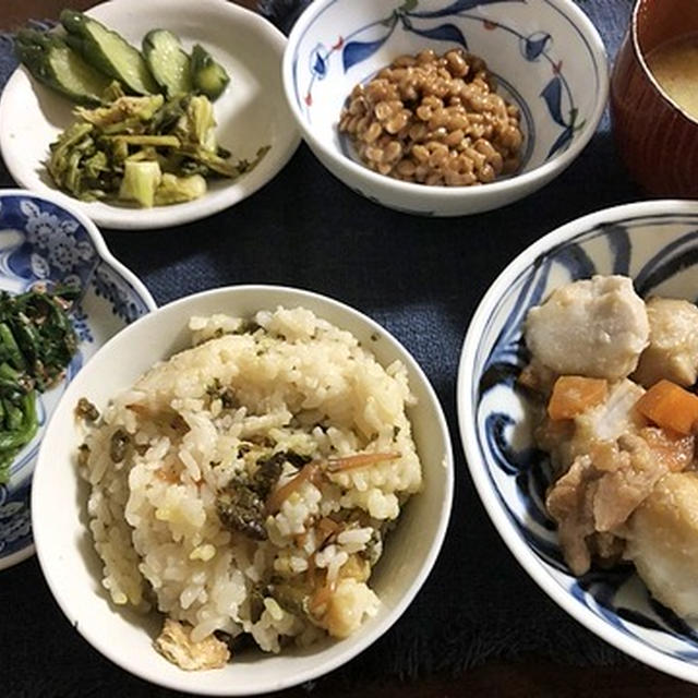 春を戴く＆里芋と豚小間のあんかけ