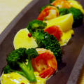 花野菜と海老のサラダ☆カレー風味：空メモリで撮影する大失態