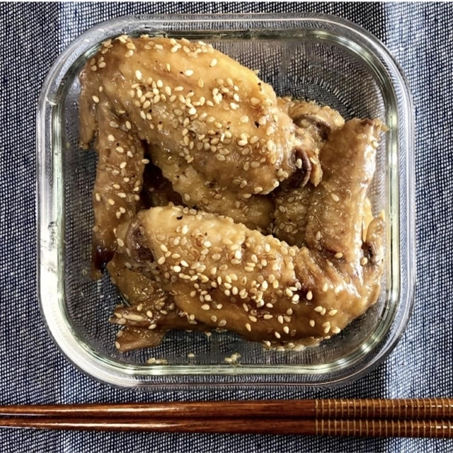 【ゴマたっぷり！やみつき手羽の甘辛煮】レンジで作り置き♪簡単！時短！ヘルシー！