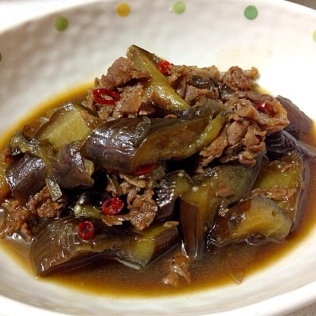 めっさウマ❗️ナスと牛肉の甘辛煮✨