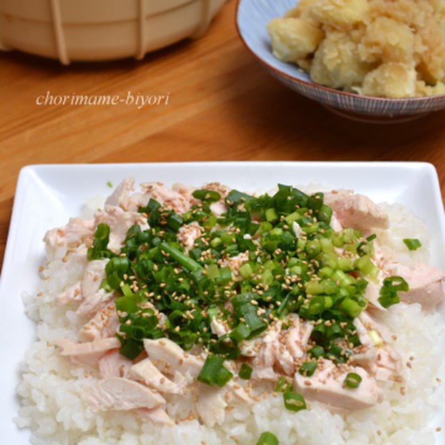 塩鶏のちらし寿司。と小さいすぎたヒレチャーシュー（涙）の晩ご飯。