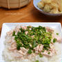 塩鶏のちらし寿司。と小さいすぎたヒレチャーシュー（涙）の晩ご飯。