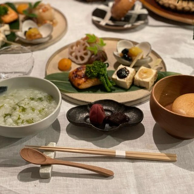 三草粥とワンプレートおかずの夜ごはん