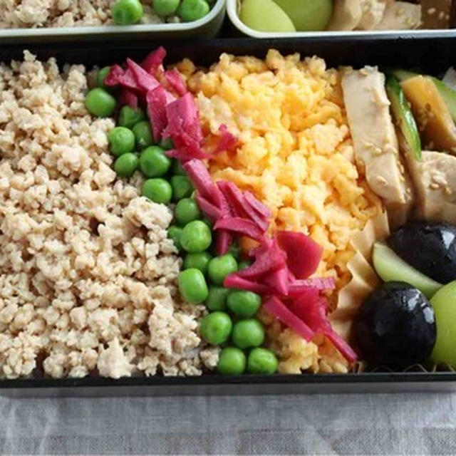 4色そぼろちらし寿司弁当〜食べざかり中高生男子のお弁当✳︎壊れたのはカメラじゃなかった、レンズでした