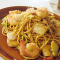 白菜とえびの和風パスタで１人ごはん