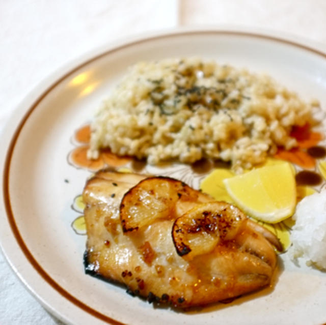 醤油麹でシマアジの幽庵焼き。