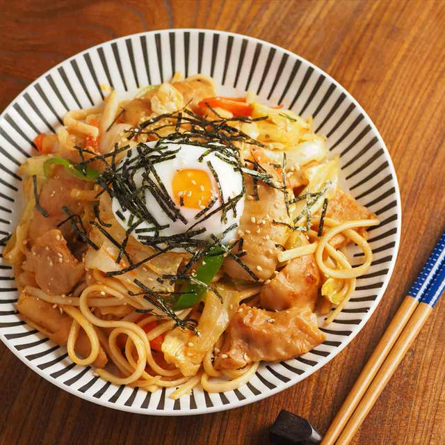 とんちゃん焼きうどん、冷凍保存したとんちゃんをアレンジ