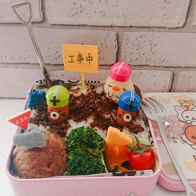 ウインナーもぐらちゃんで工事現場弁当【缶カン弁当】#デコ弁