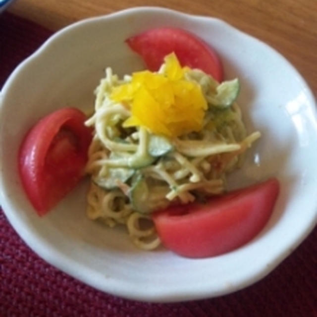 アボカドパスタサラダと朝ご飯