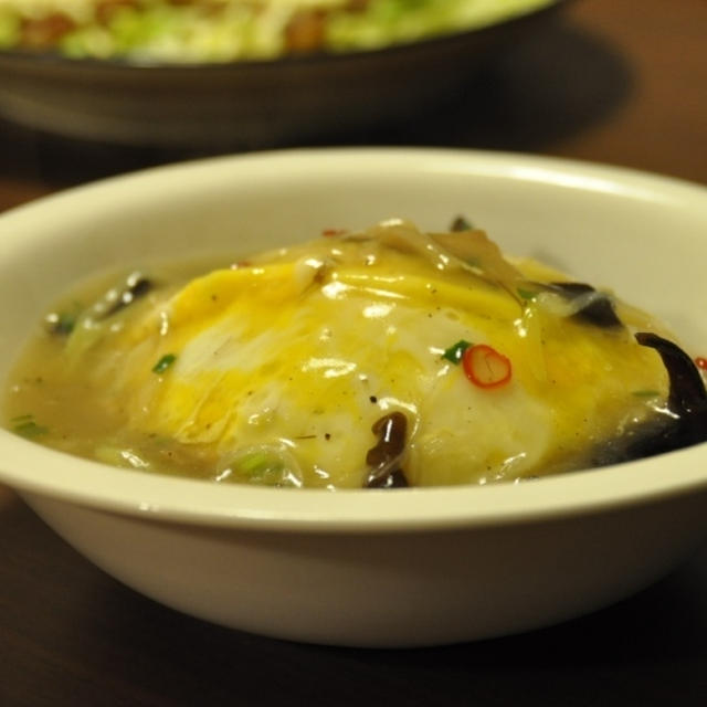 ふかひれスープの素で簡単天津飯。