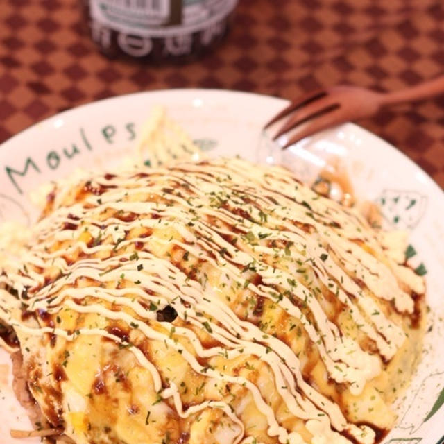 昼カフェ☆まったり休日の手抜きランチ・オム焼きそば～