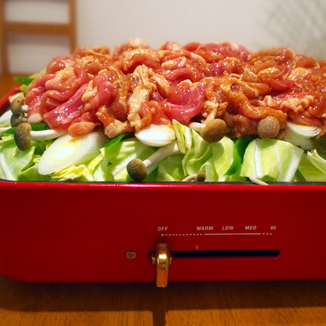 回鍋肉風ホットプレート蒸し鍋