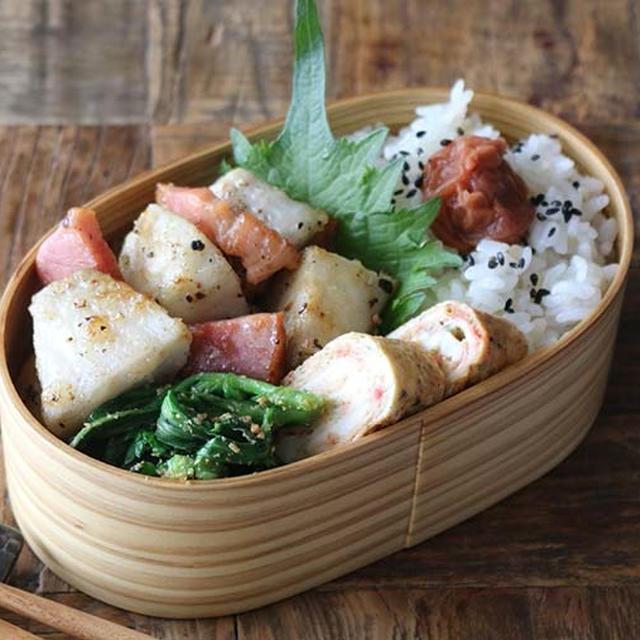コレ、煮るよりいい。里芋とベーコンのコンソメ炒め弁当