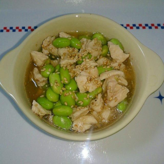 鶏肉と枝豆のあんかけおつまみ