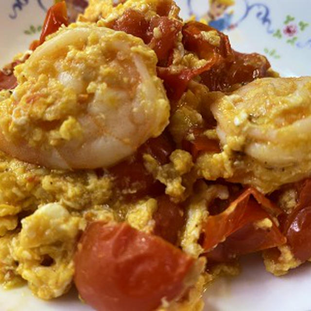 ミニトマト消費に！ミニトマトと海老の卵炒め♪