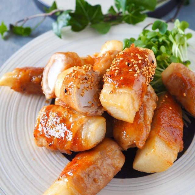 【ご飯がススム】ホクホク長芋の甘辛豚肉ロール
