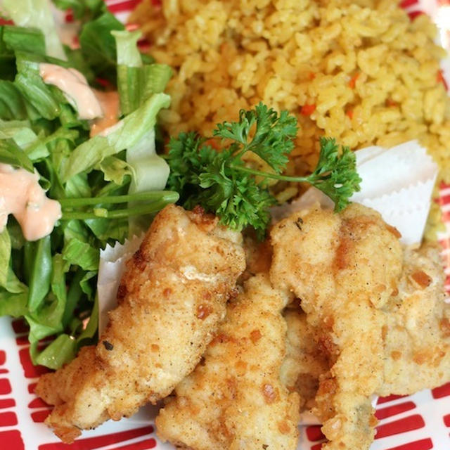 ザクザクフィッシュバイツ、炊飯器カレーピラフ