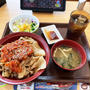 キムチ豚カルビ丼の肉1.5倍盛とサラダセットを食べたさ 〜すき家〜