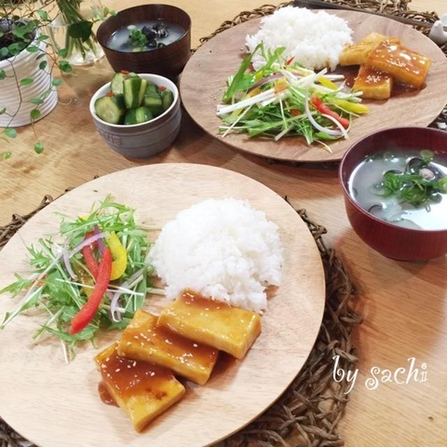 夕食☆高野豆腐の甘辛あんかけ　しじみのお味噌汁