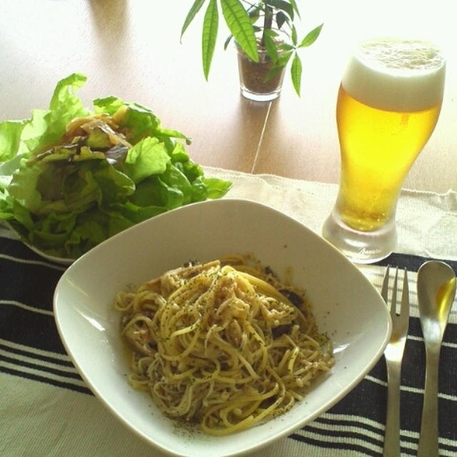 鰯オイルとエノキのスパゲティー