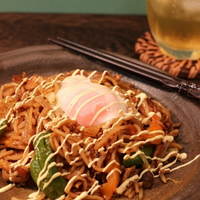 昼カフェ☆焼きそばの温たまのせ【画像のみ】阿波おどり初日