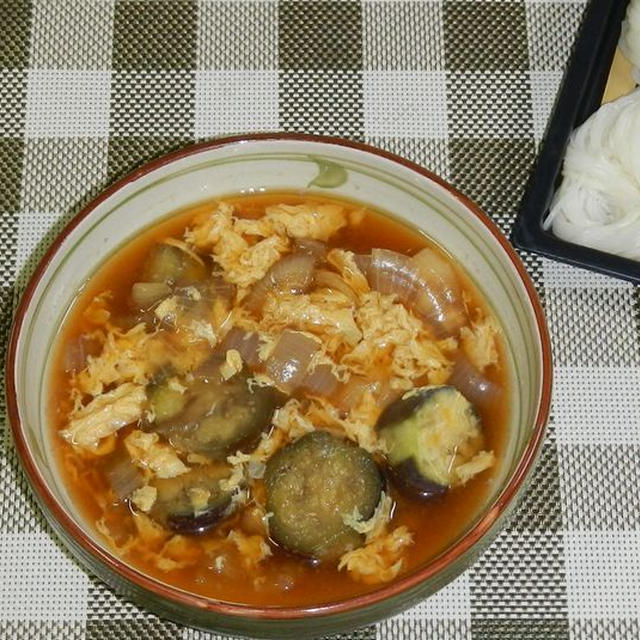 ナスの煮びたしでソーメン（つけ麺）