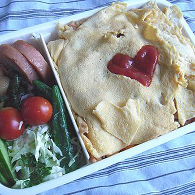 やっちまったオムライス弁当と鰹のたたきのっけ盛り
