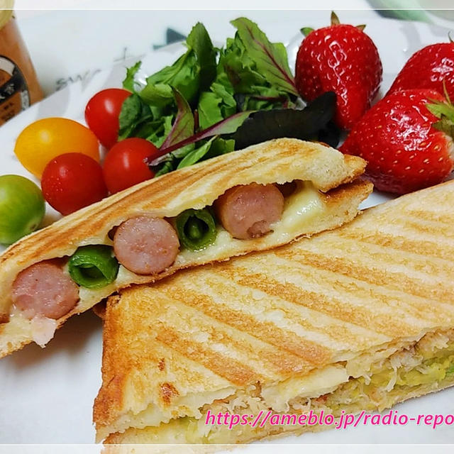 ホットサンドいろいろ♪外して洗える2枚焼きホットサンドメーカー（グリーンハウス）が便利！！