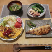 鯖の西京焼・イカと菜の花の酢味噌和え・ドウダンツツジの花♪　