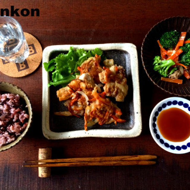 【簡単！！豚こまおかず】豚肉と玉ねぎの寄せ揚げ　とか　おやつとかいつもの