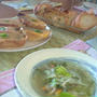 春野菜スープとチーズトースト朝食
