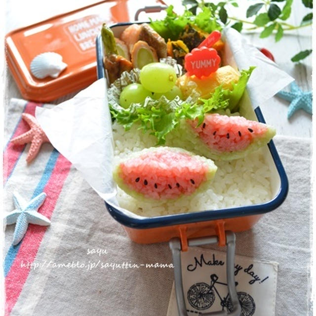 スイカのっけ弁当～女子高校生のおべんとう♪