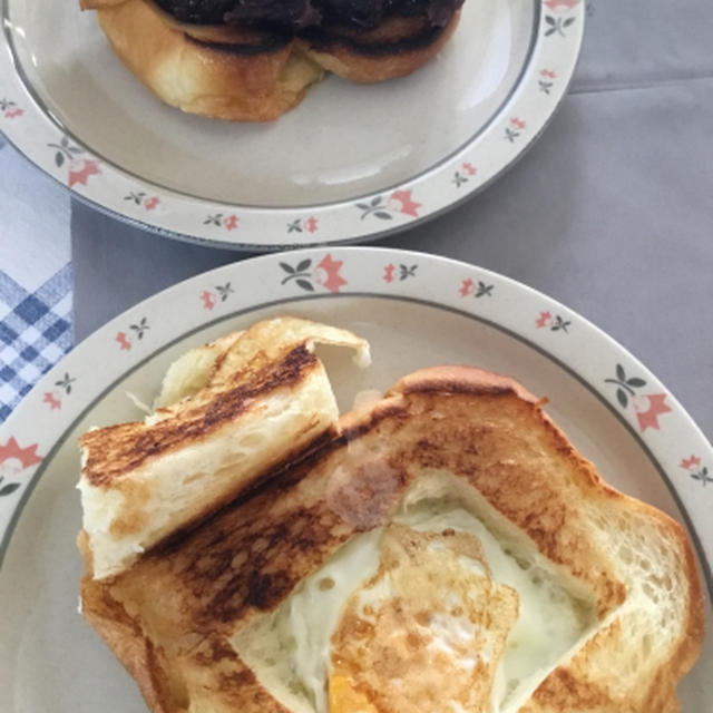 卵も一緒に焼く朝ごはん