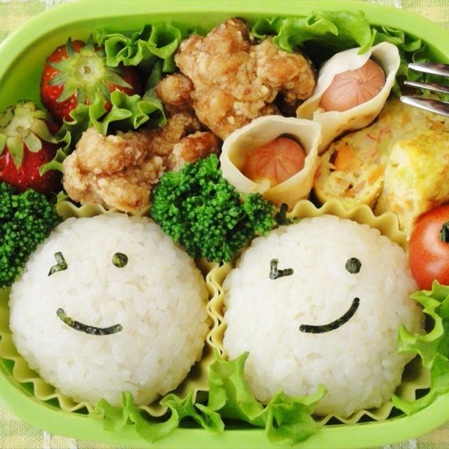 年中さんの【自分で顔付けた～♪】お弁当たち