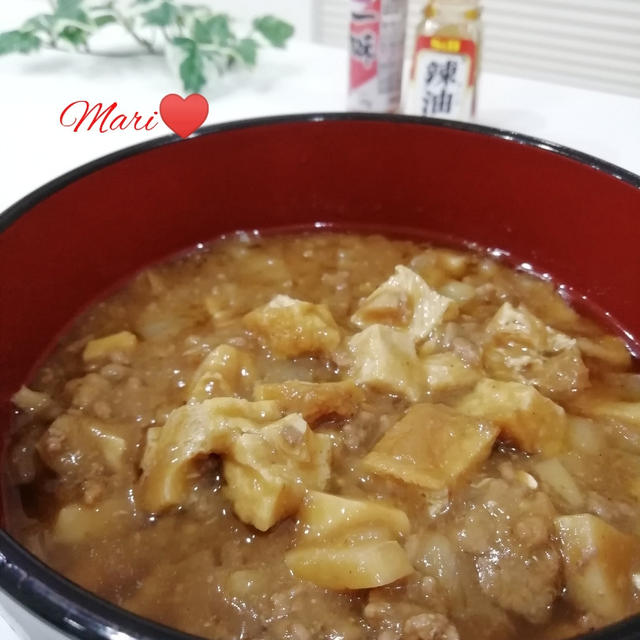 《レシピ有》辛くない！厚揚げの麻婆豆腐、いちご。