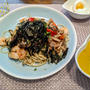 海老パスタとパンプキン冷製スープ