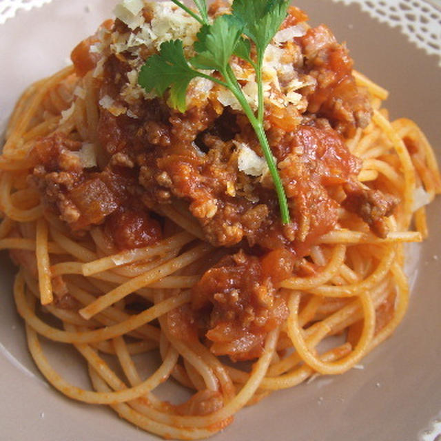 ミートスパゲッティーでお昼ご飯♪