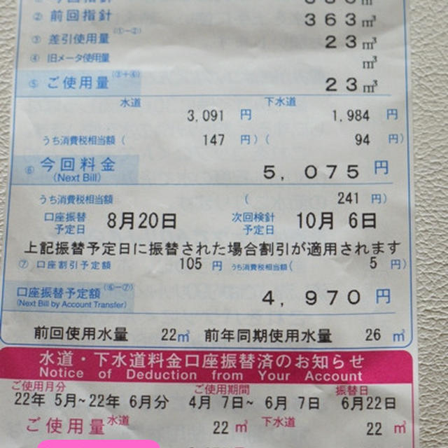 ７，８月分水道料金