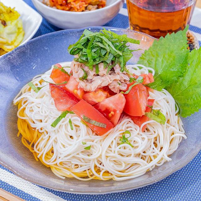 爆速！トマトとツナのぶっかけ素麺