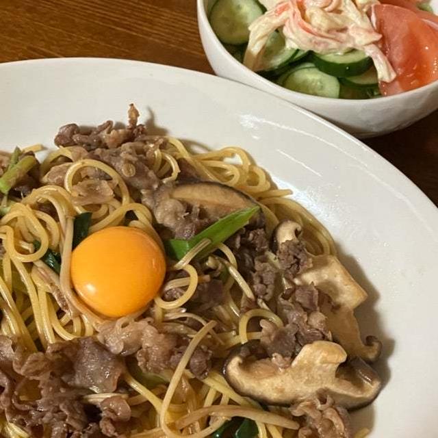 北海道JAピンネ　菌床生椎茸を使った　すき焼きスパゲッティ　レシピ