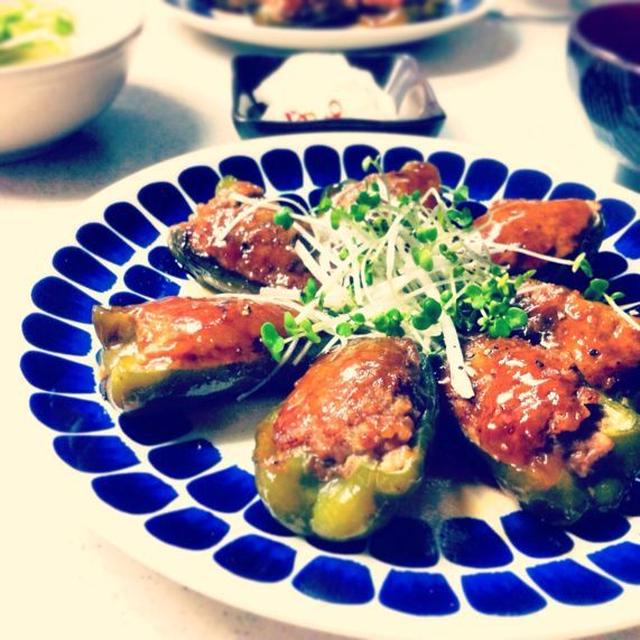 甘辛醤油なピーマンの肉詰め