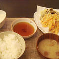 鶏水菜サラダと野菜の天ぷら