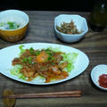豚キムチ丼ときんぴらごぼう