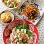 マグロのネバトロ丼 / 鶏ひき肉と新ゴボウのきんぴら