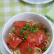 「トマトと大根おろしのゆず胡椒風味和風パスタ」「ガスパチョのムース」