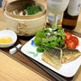 鯖塩焼き　野菜の蒸籠蒸し　の献立。