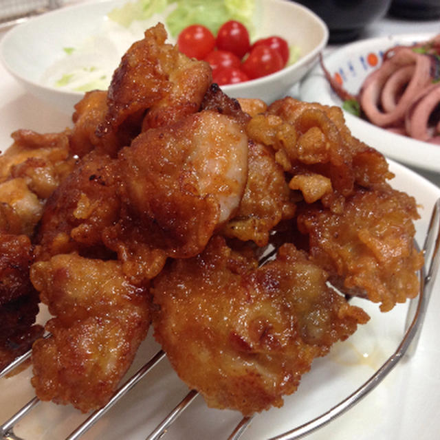生姜とニンニクたっぷり唐揚げ〜！