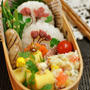 押し花おにぎりと定番おかずのお弁当♪