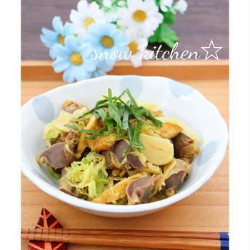 砂肝と油揚げとキャベツのカレー炒め☆ ＆クックパッドニュースにレシピ掲載♪