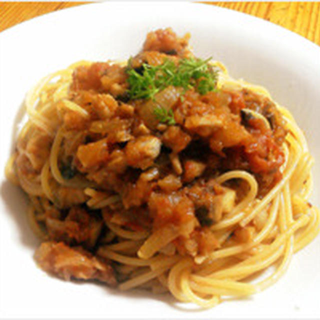 サバのミートソース風パスタ
